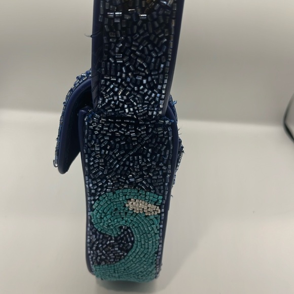 Staud Tommy Blue Swimmers Beaded Bag - Picture 4 of 7